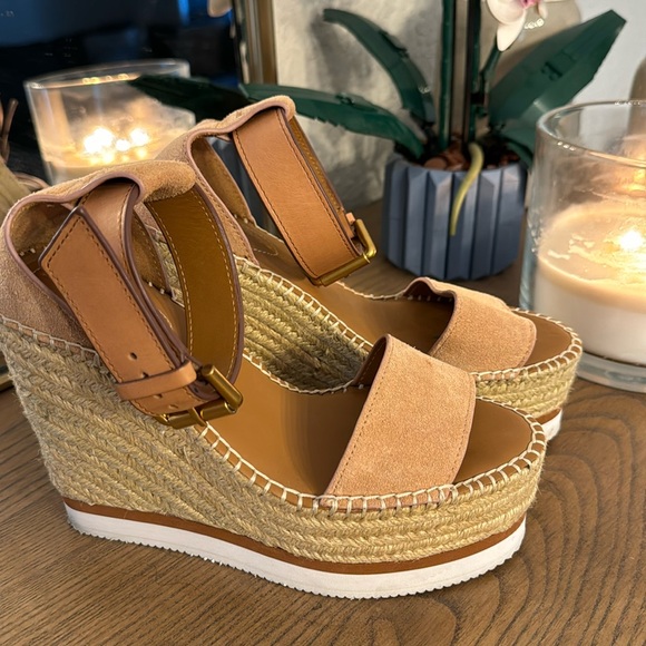 See By Chloe Shoes - SeeByChloe Glyn Suede Wedge Espadrille Sandals